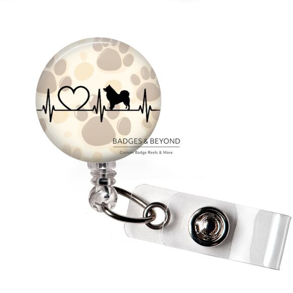 Handmade Accessories - 🐶❤️ Chow Chow Heartbeat Badge Reel | Dog Lover Retractable ID Holder